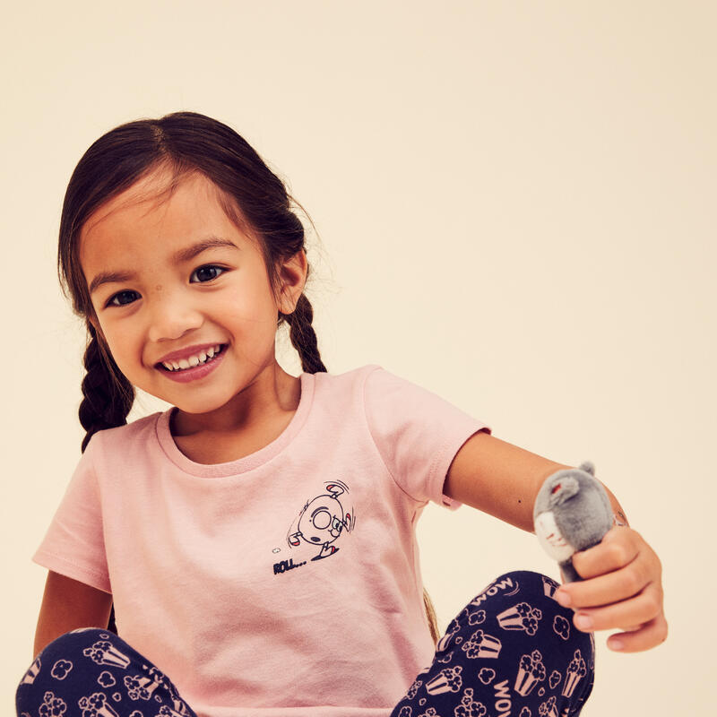 T-Shirt Básica de Ginástica de Bebé em Algodão Rosa