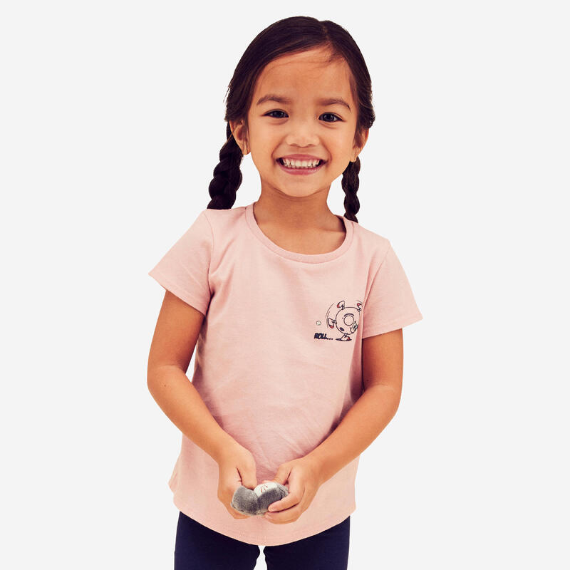 T-shirt de Ginástica em Algodão Básica Criança Rosa