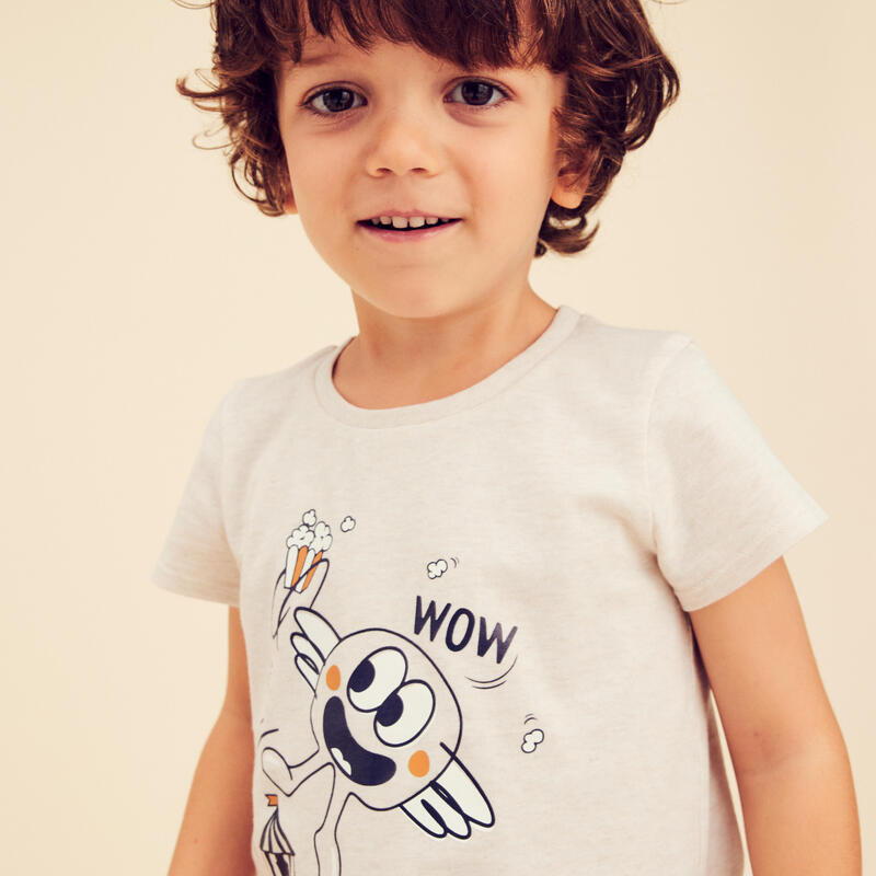 T-shirt enfant coton - Basique Beige avec motifs