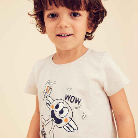 T-Shirt Basic Baumwolle Kinder beige mit Motiven