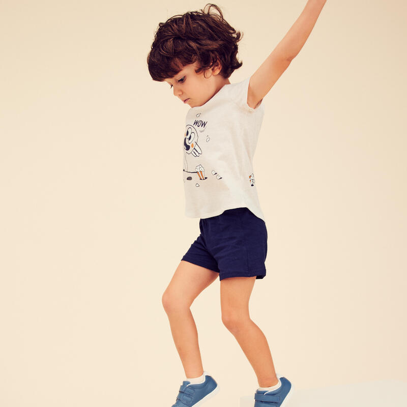 T-shirt bambino ginnastica regular fit cotone beige con stampa da 1 a 5/6 anni