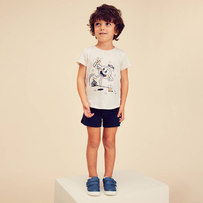 Kids' Cotton T-Shirt Basic - Beige with Pattern