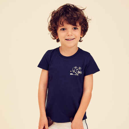 Vaikiški paprasti medvilniniai marškinėliai, tamsiai mėlyni