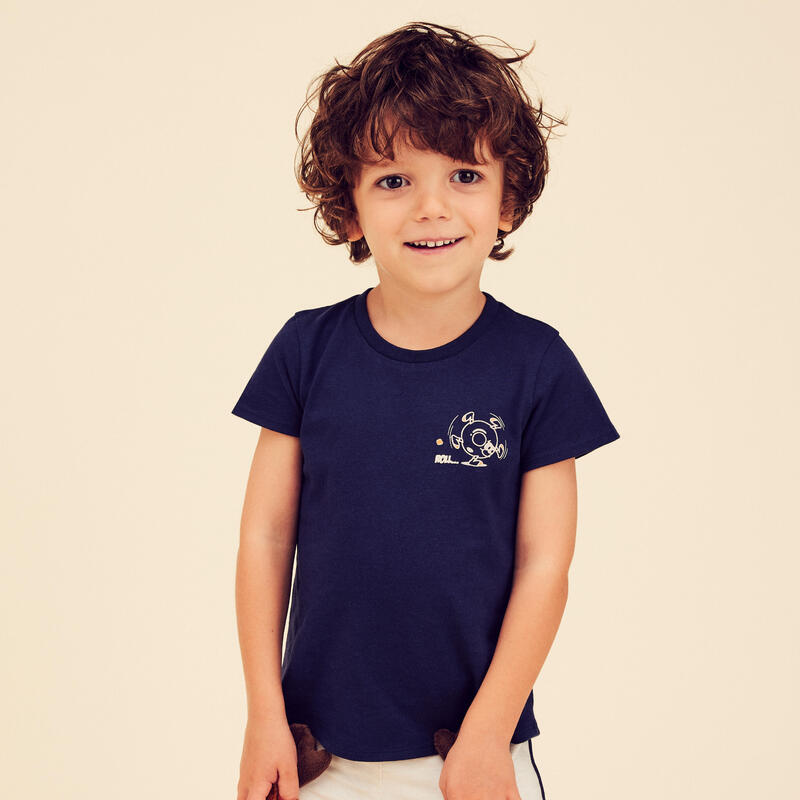 Basic T-shirt voor kinderen katoen marineblauw