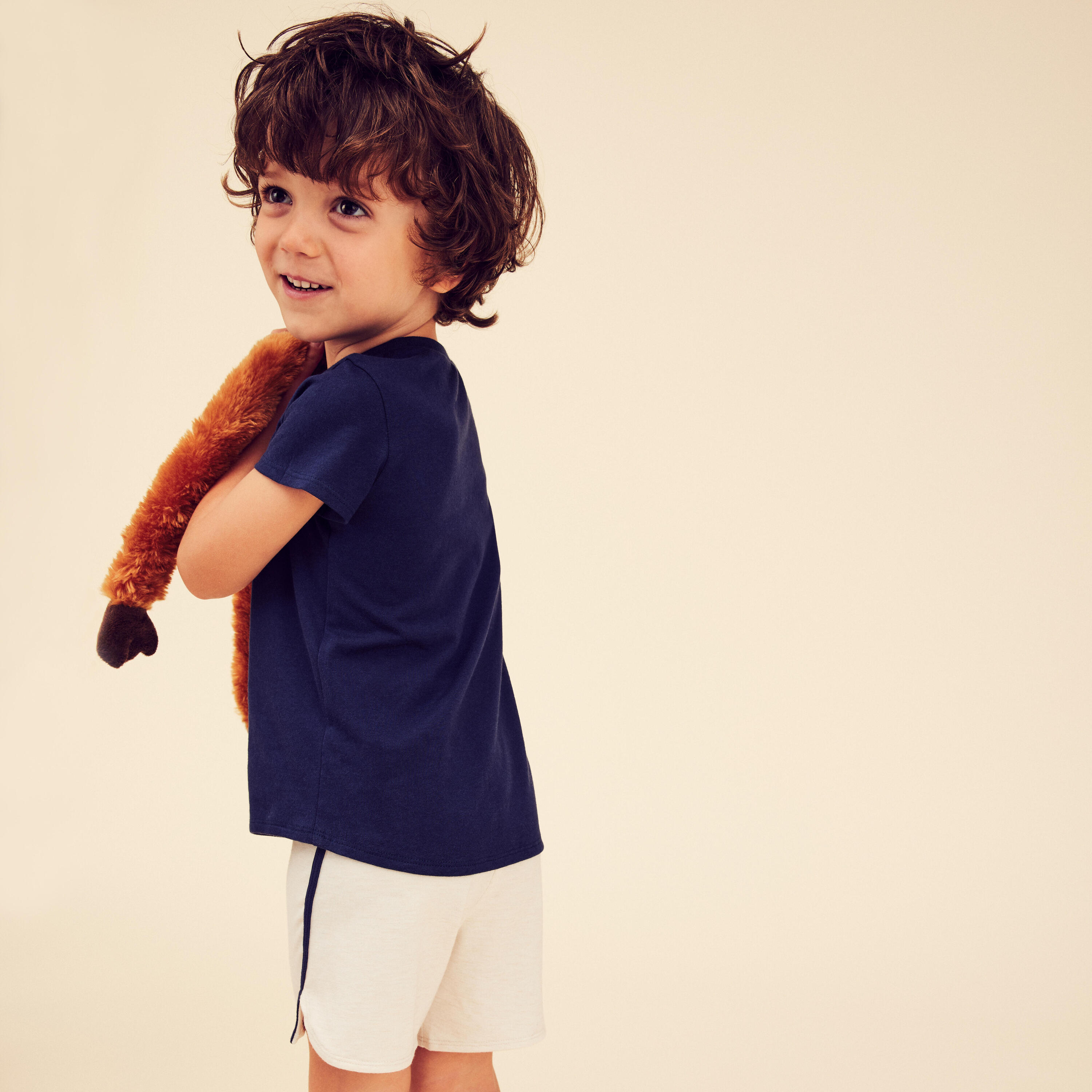 Basic T-shirt voor peuters en kleuters katoen marineblauw 7/11