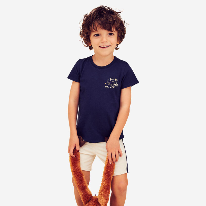 T-Shirt Básica de Ginástica de Bebé em Algodão 100 Azul-Marinho