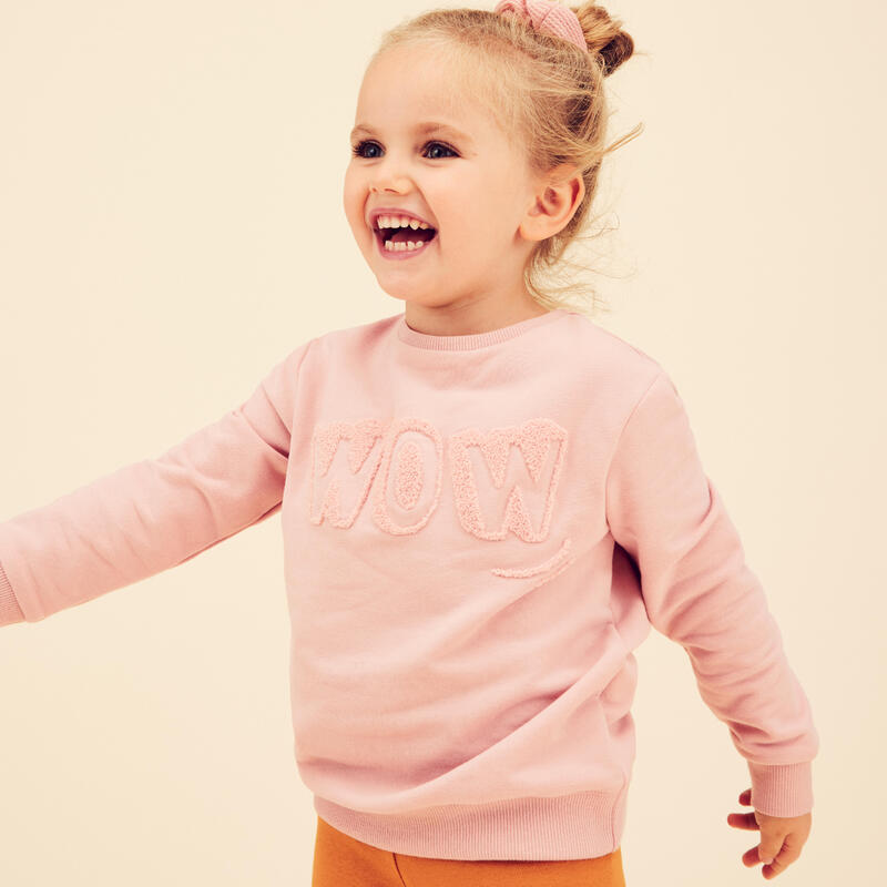 Sweatshirt de Ginástica Básica Criança Rosa com Padrões