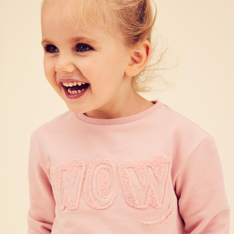 Basic sweater voor kinderen roze met motief