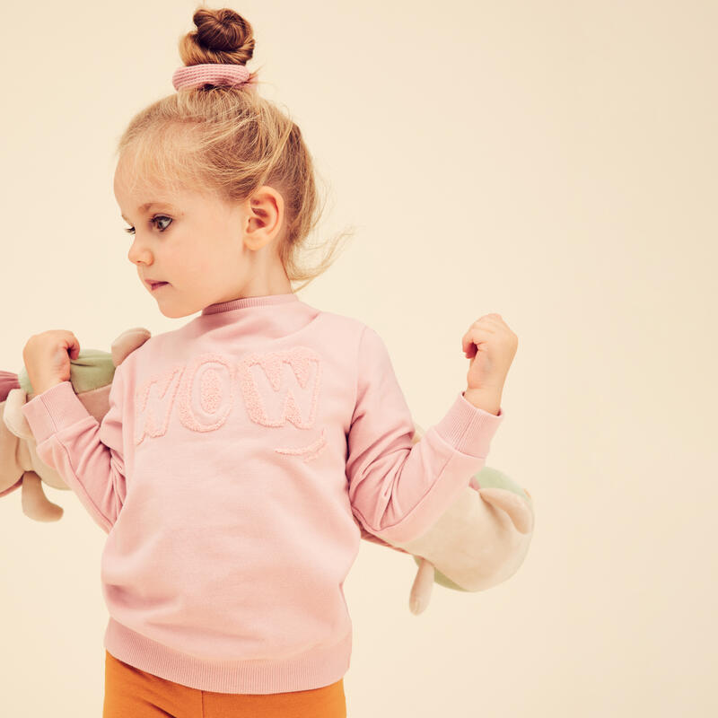 Basic sweater voor kinderen roze met motief