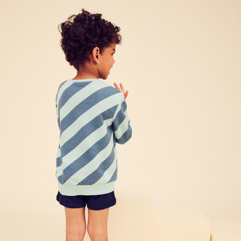 Basic sweater voor kinderen blauw turquoise strepen