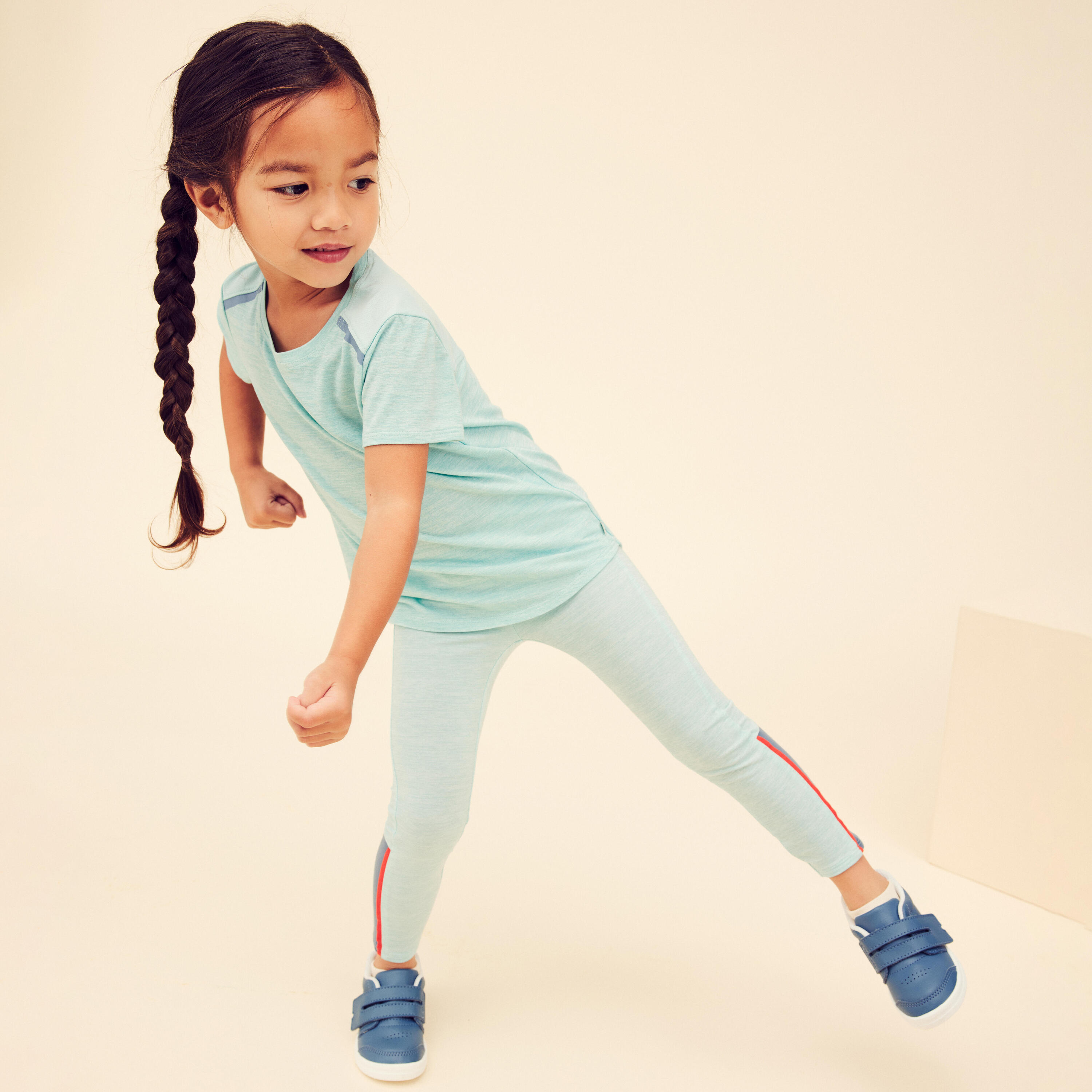 Kids' Adjustable Breathable Leggings 500 - Turquoise 2/6