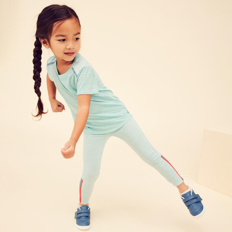 Ademende verstelbare legging voor kinderen 500 turquoise