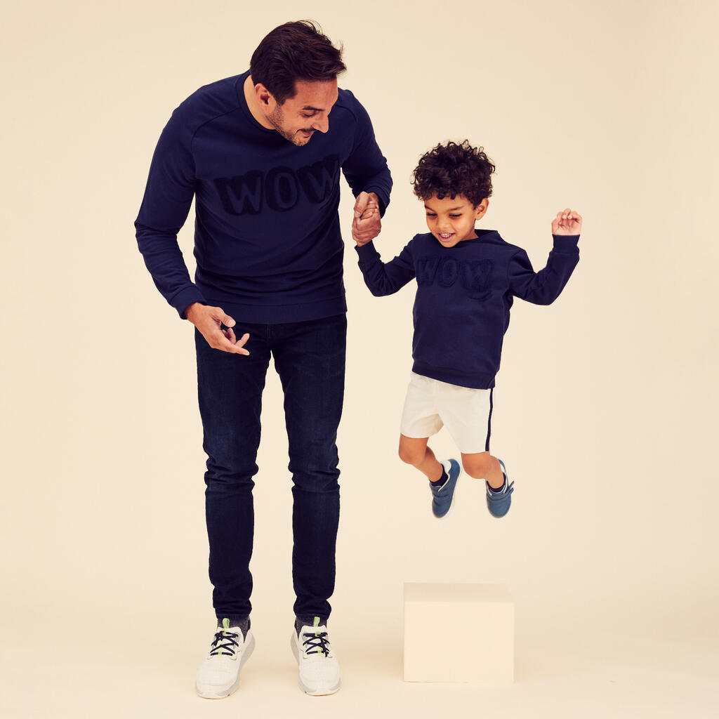 Sweatshirt Kinder Basic - blau/türkis mit Streifen 