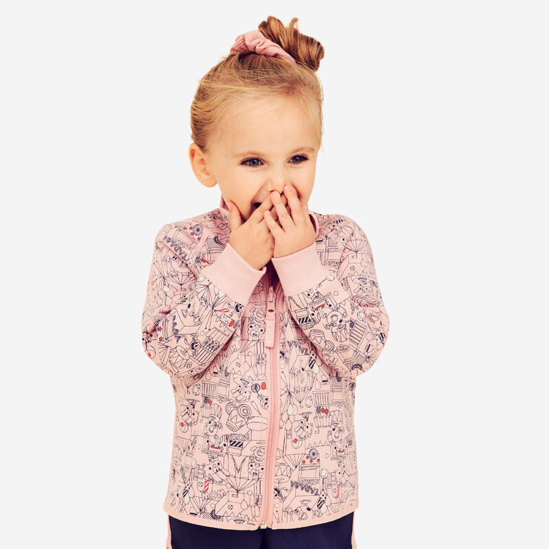 Veste zippée réversible enfant mixte, Imprimé rose