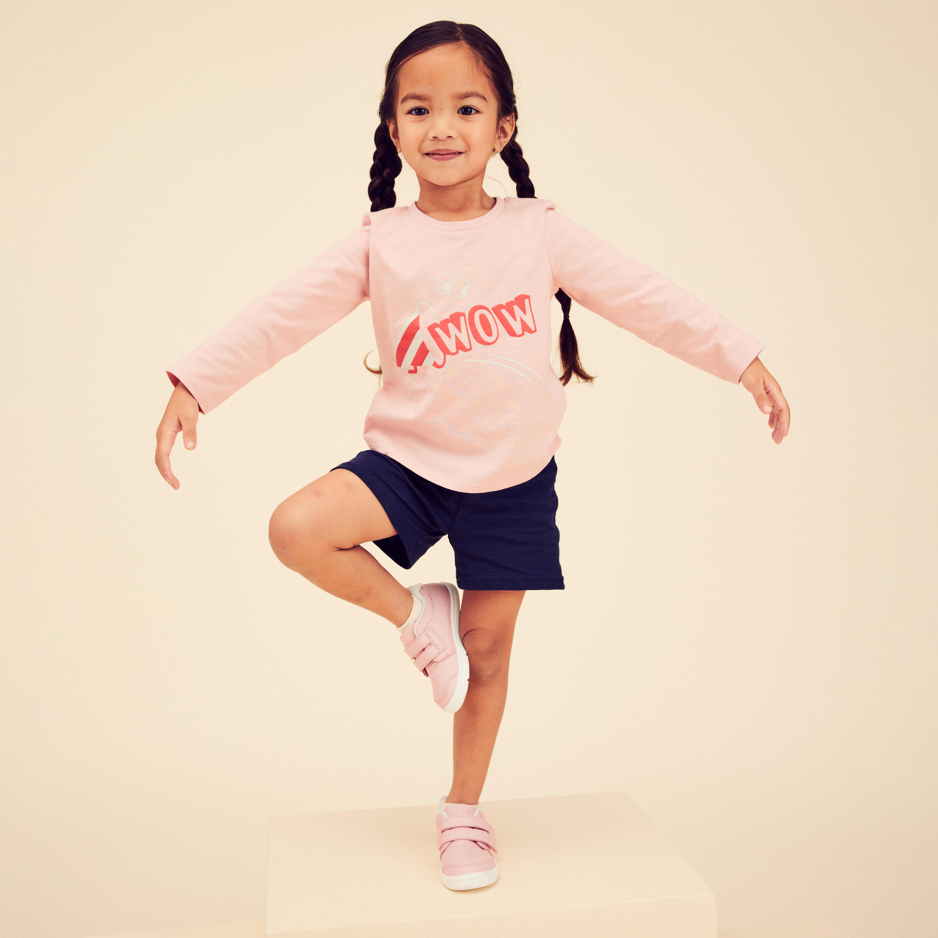 Kids' Basic Cotton Long-Sleeved T-Shirt - Pink with Motifs 5/5