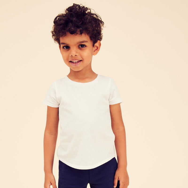 Camiseta básica de manga corta para niños pequeños - Blanco