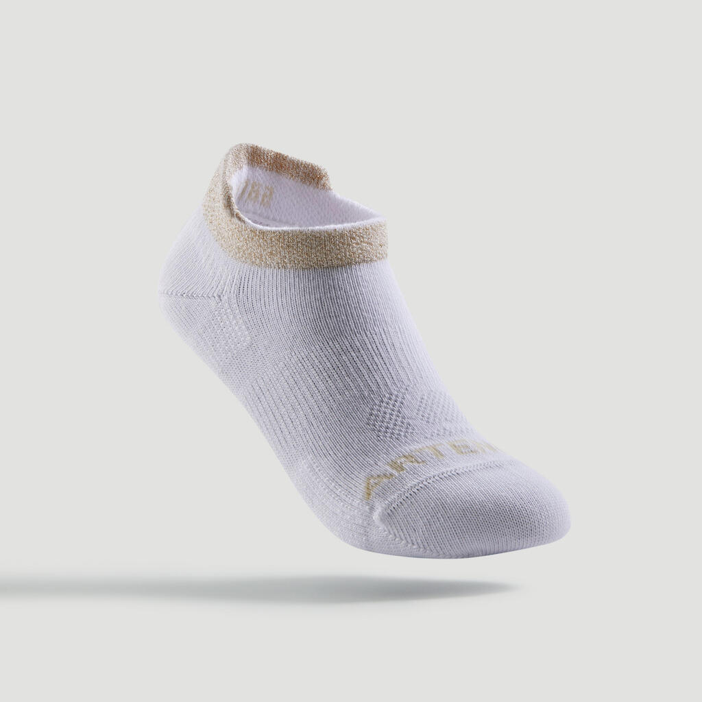 CHAUSSETTES DE SPORT ENFANT BASSES ARTENGO RS 160 BLANC LOGO COEUR LOT DE 3 @
