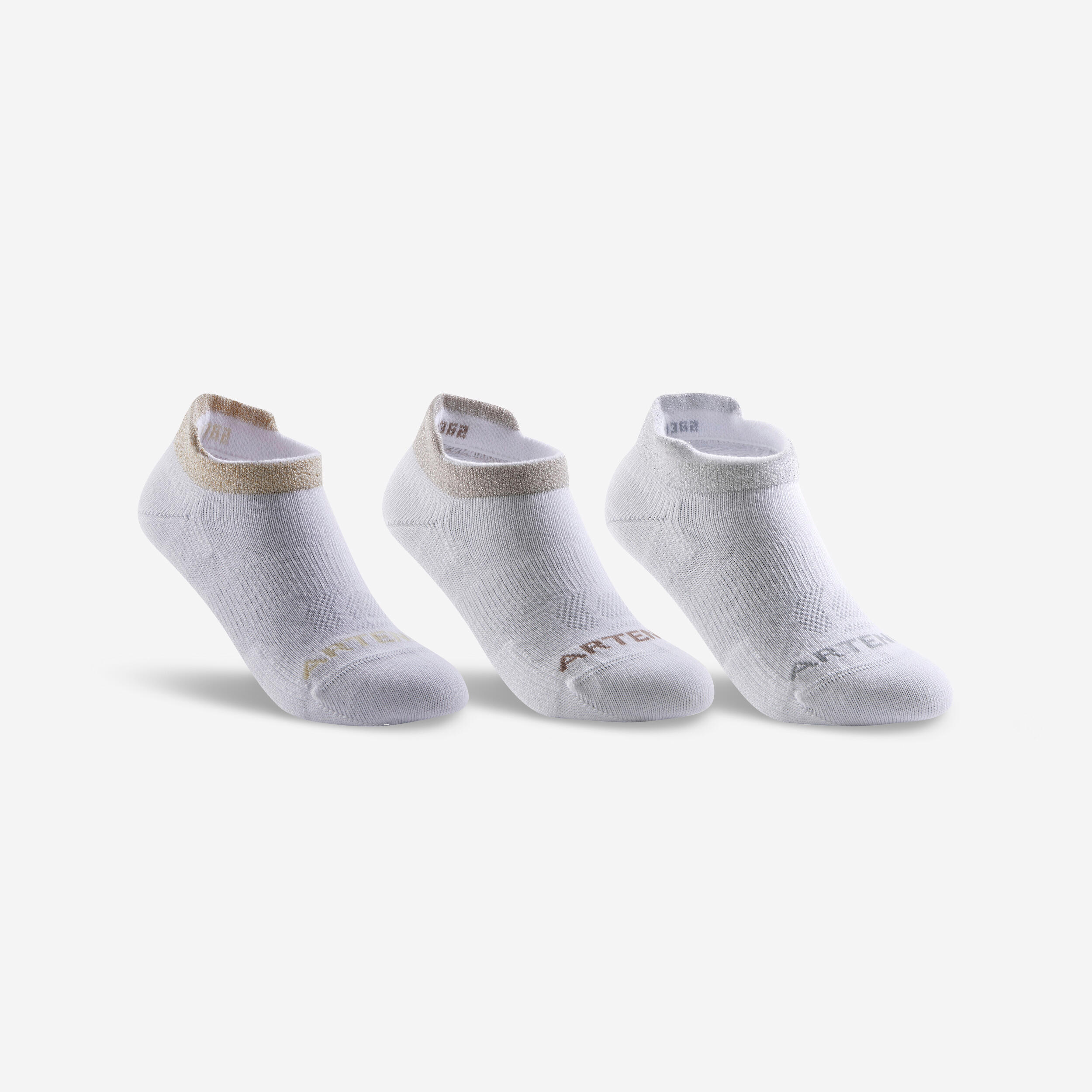 CHILDREN'S TENNIS SOCKS ARTENGO RS 160 GLOSSY WHITE SET OF 3