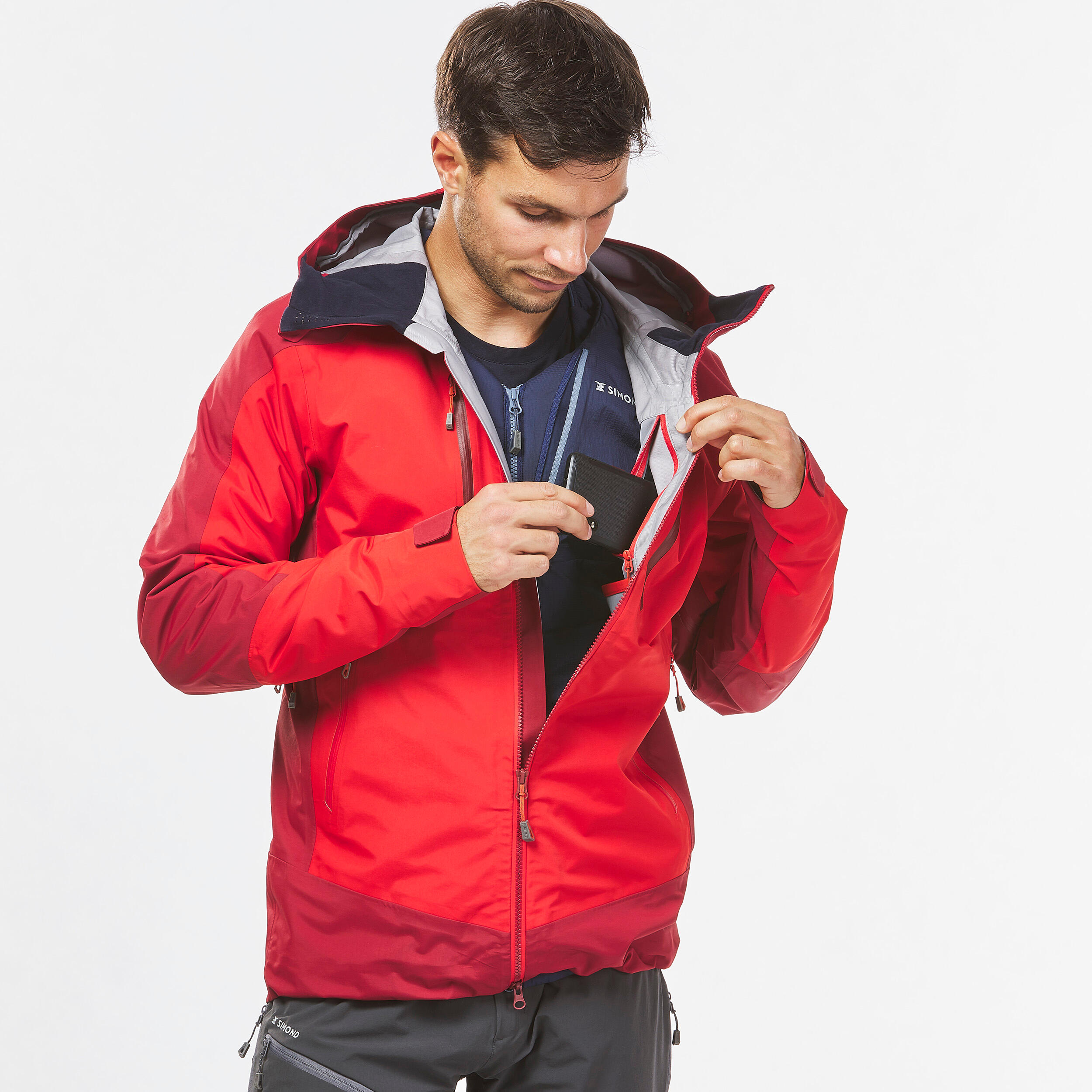 Men’s waterproof durable mountaineering jacket, red 13/17