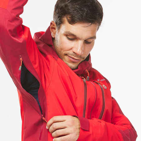 Men’s waterproof durable mountaineering jacket, red