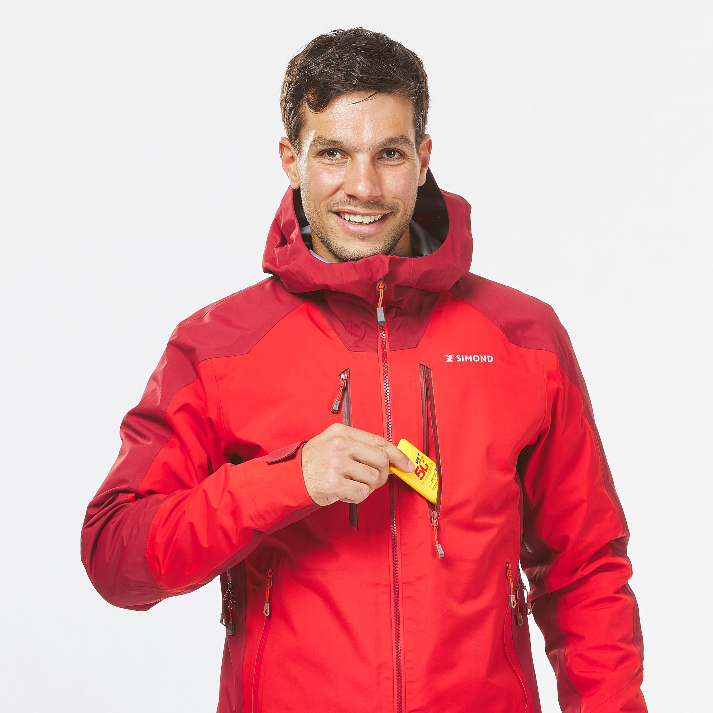 Men’s waterproof durable mountaineering jacket, red 9/17