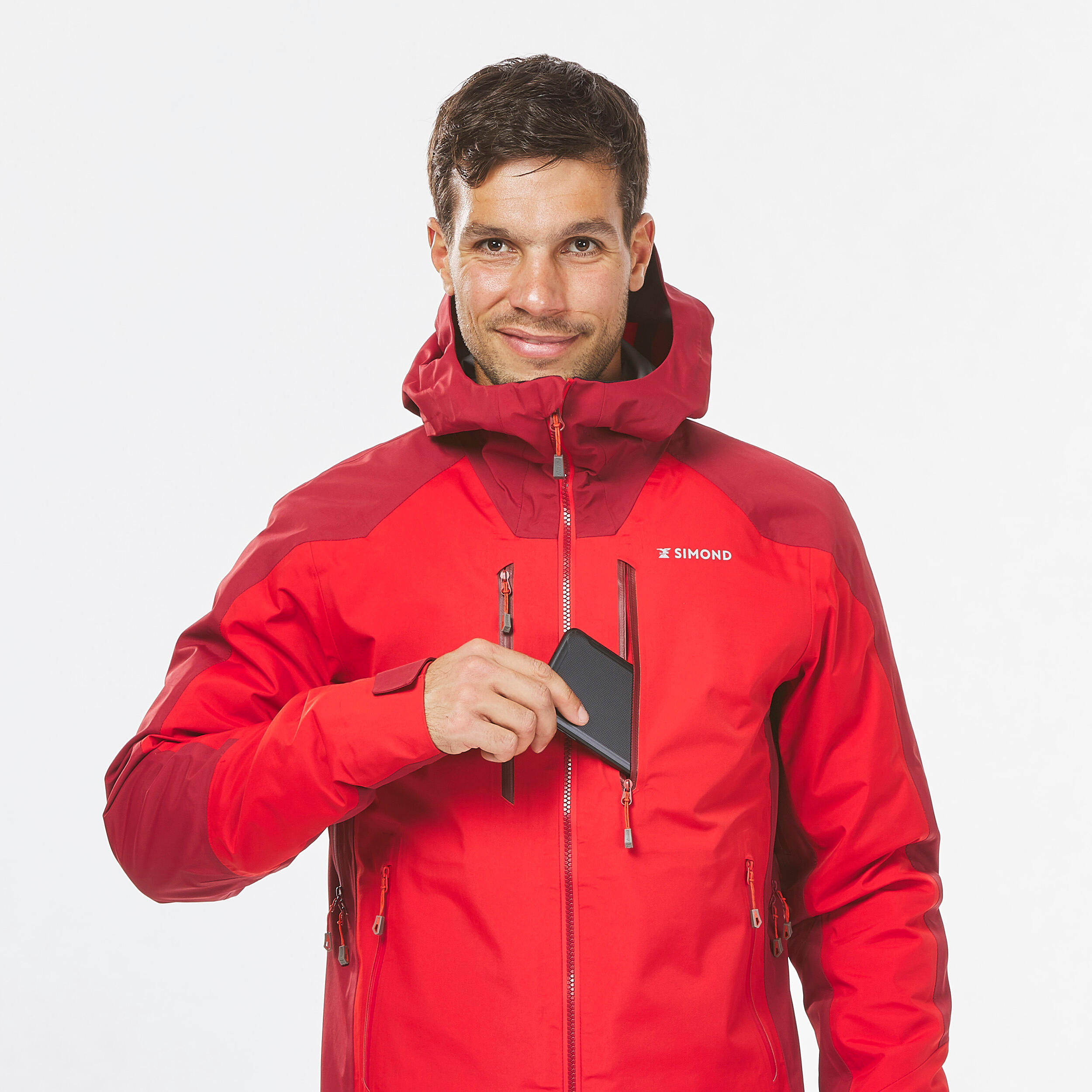 Men’s waterproof durable mountaineering jacket, red 8/17