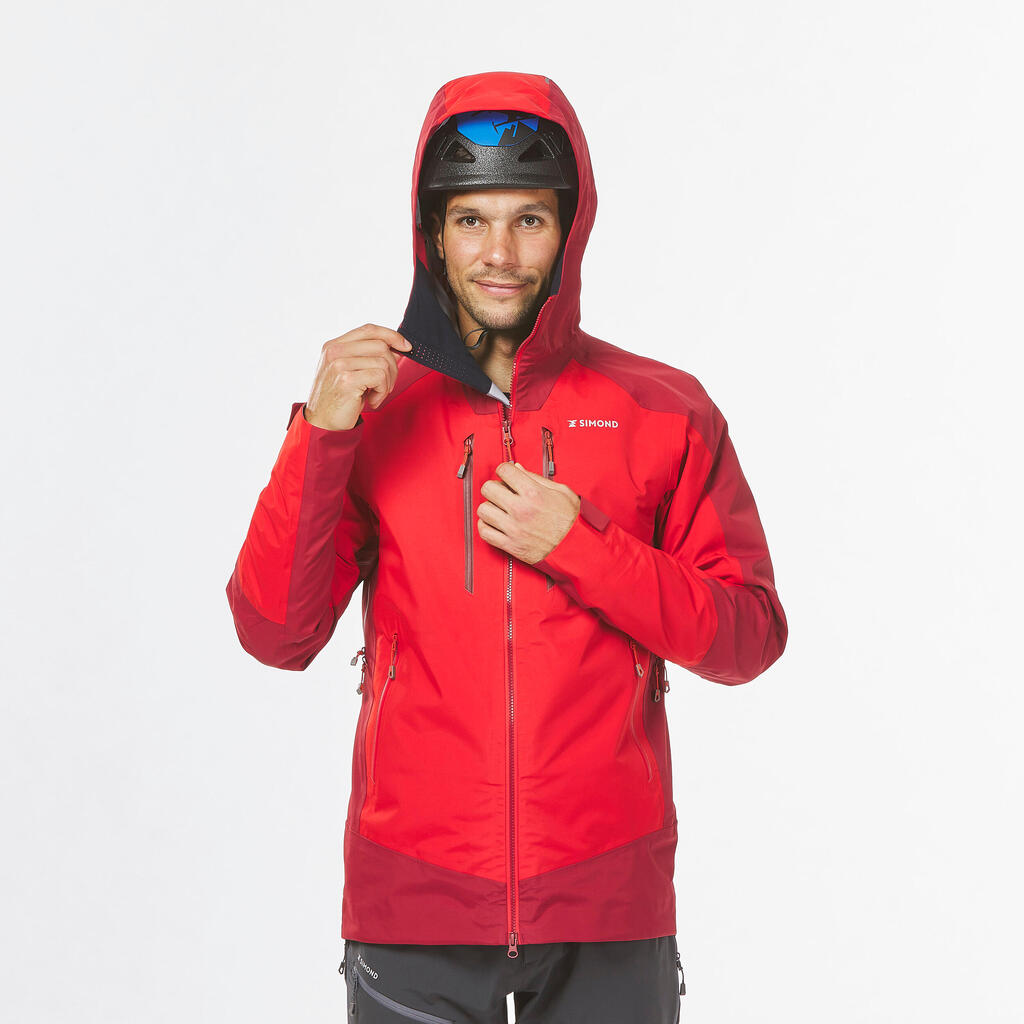 Men’s waterproof durable mountaineering jacket, red