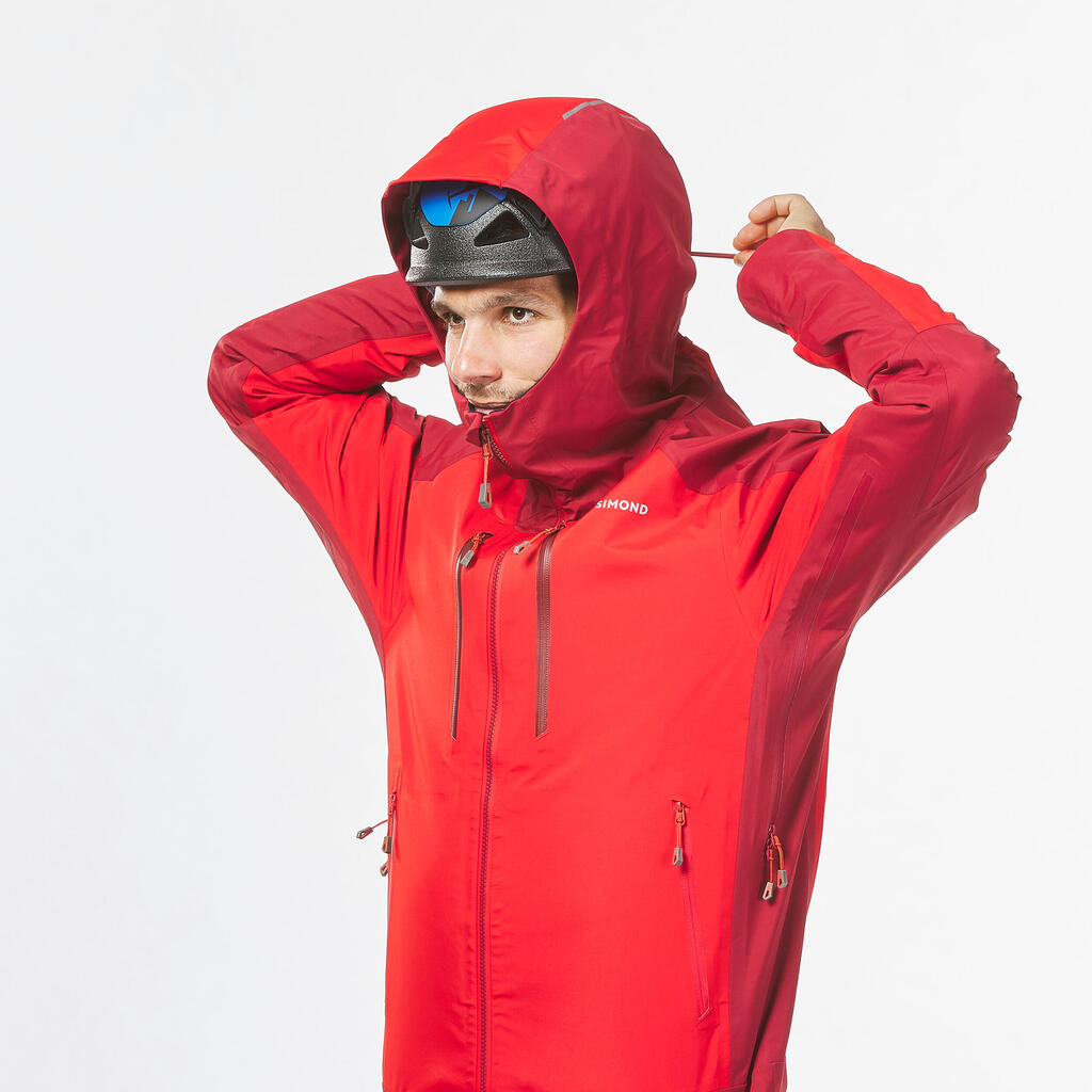 Men’s waterproof durable mountaineering jacket, red