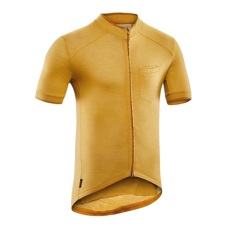 MAILLOT VELO MANCHES COURTES HOMME GRVL900 MERINOS OCRE