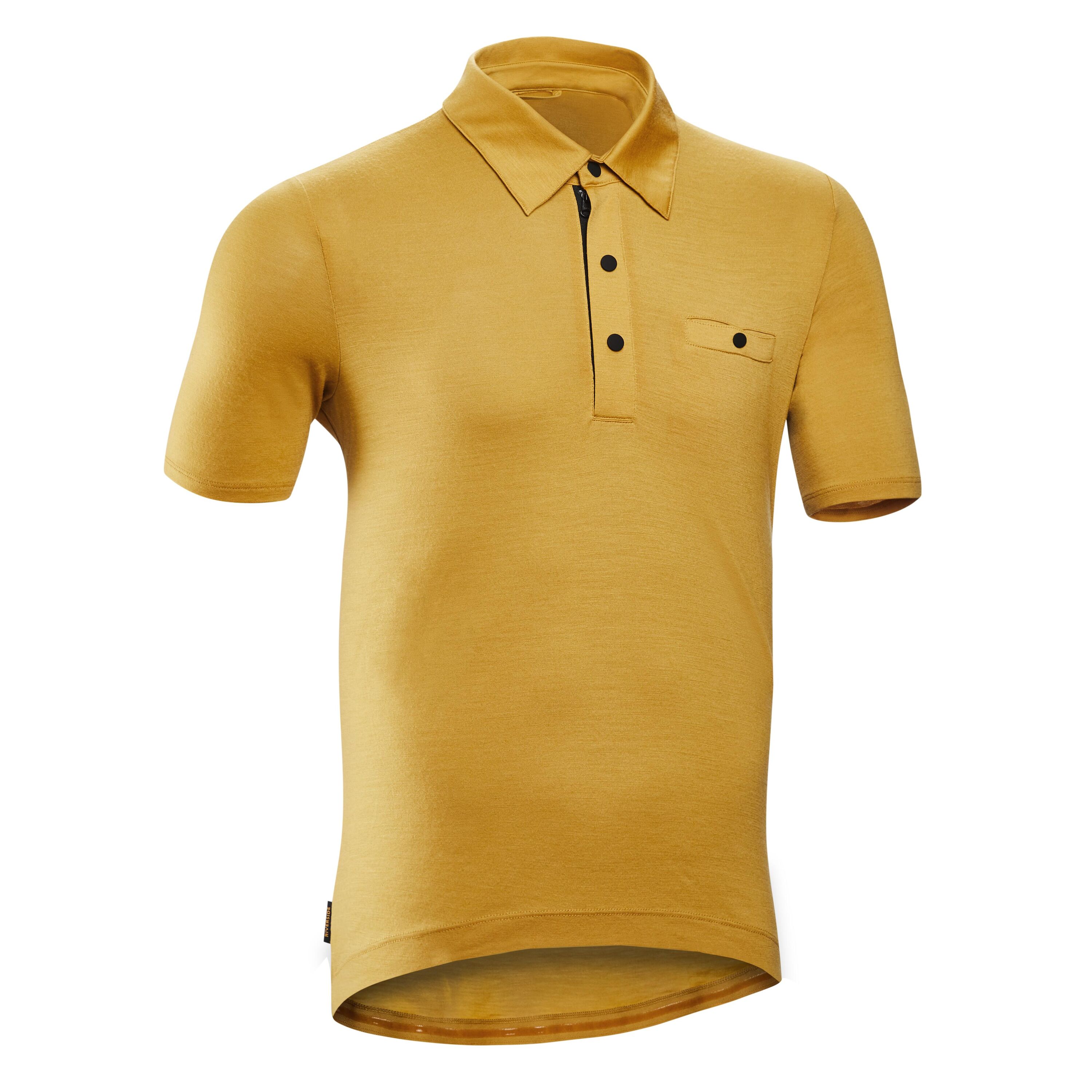 TRIBAN Gravel Cycling and Touring Merino Wool Polo Shirt - Ochre