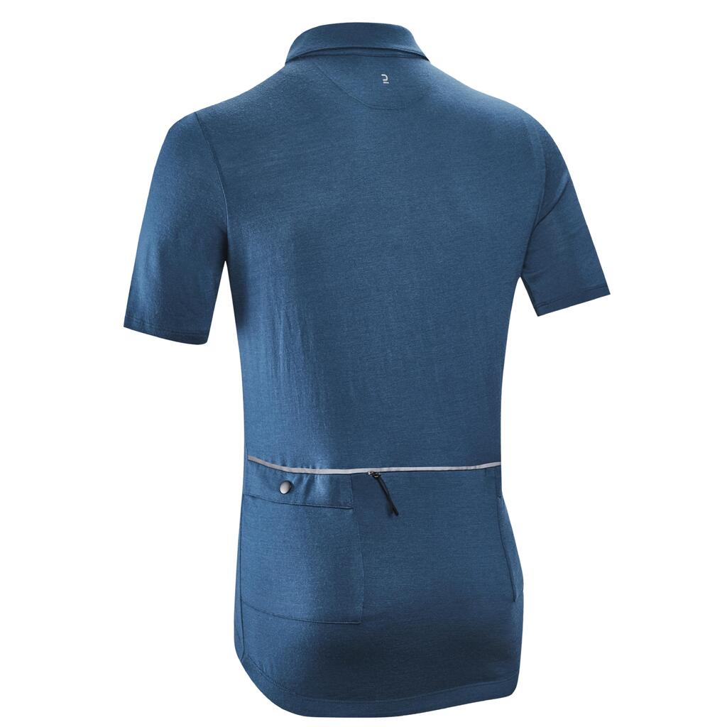 Polo majica kratkih rukava za vožnju biciklom Gravel od merino vune plava