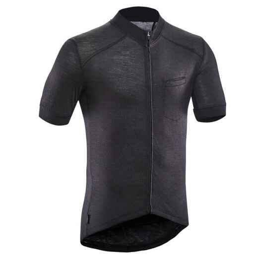 
      Men's Merino Short-Sleeved Cycling Jersey GRVL900 - Black
  