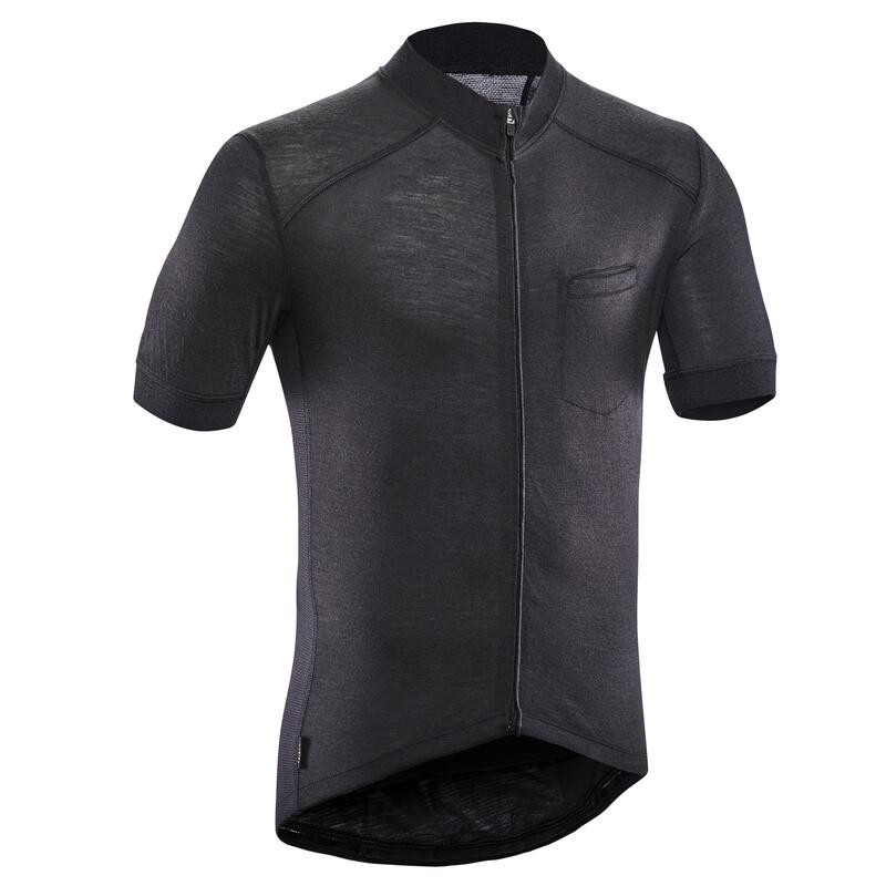 Radtrikot kurzarm Herren GRVL900 Merino schwarz