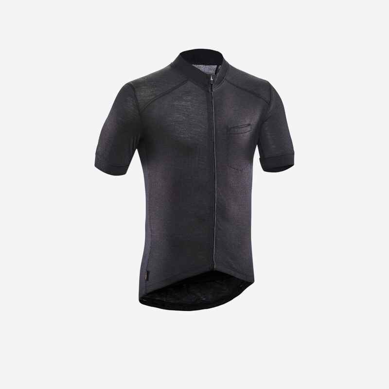 Radtrikot kurzarm Herren GRVL900 Merino schwarz