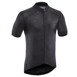 MAILLOT VELO MANCHES COURTES GRAVEL 900 70% MERINOS NOIR