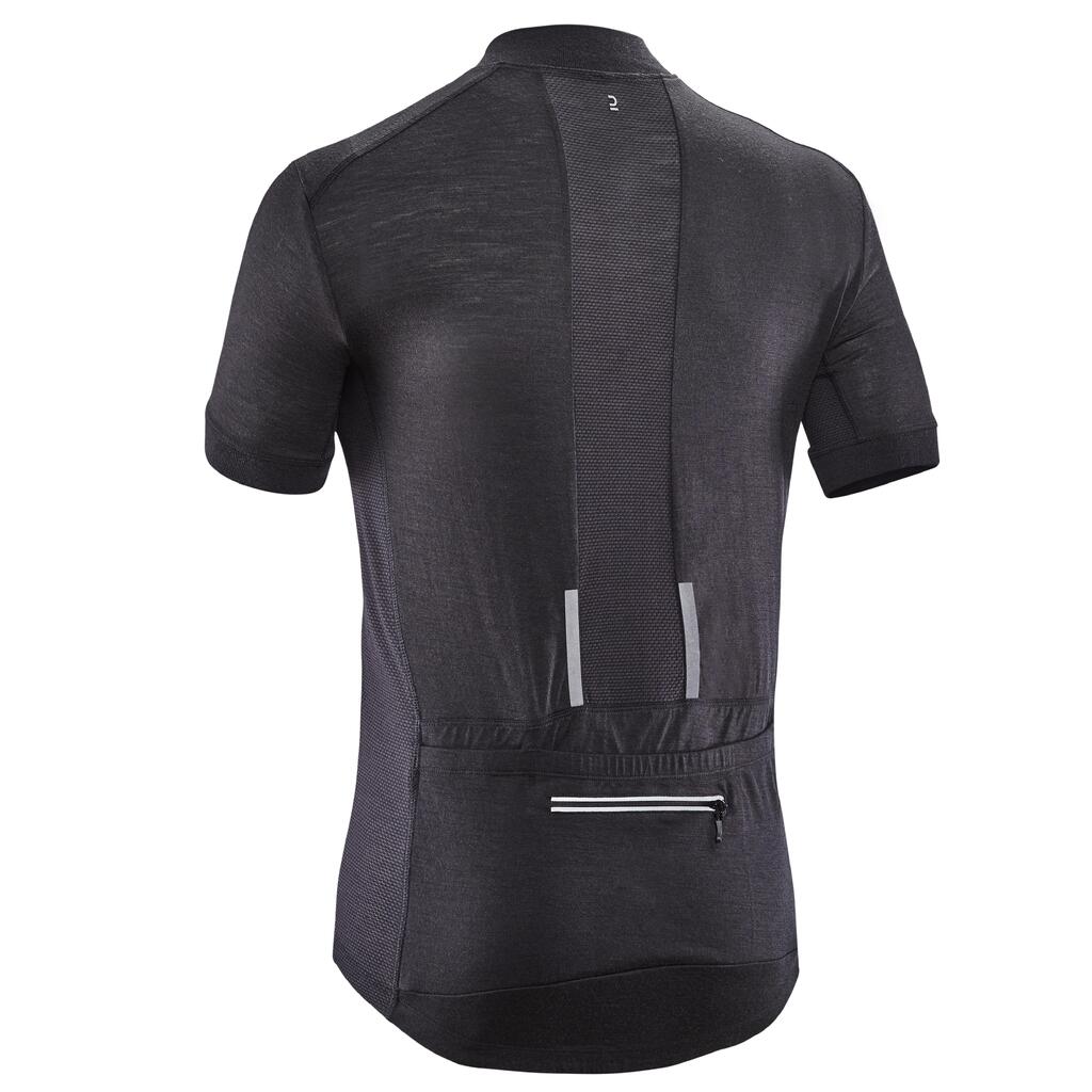 Radtrikot kurzarm Herren GRVL900 Merino schwarz