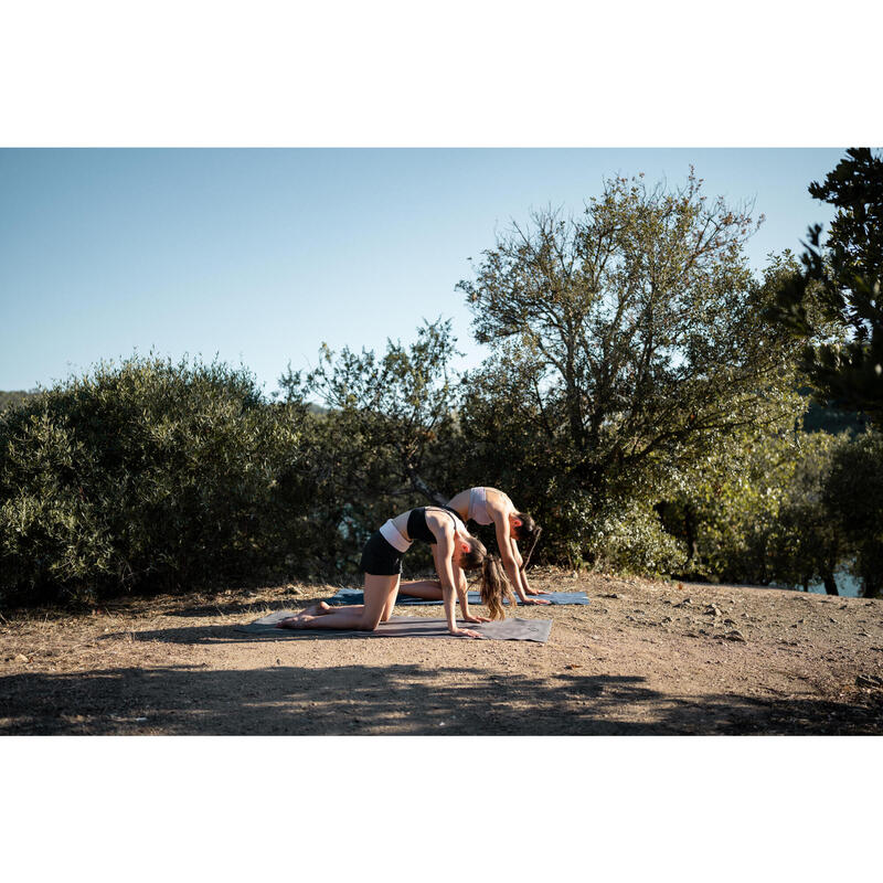 YOGASHORT VOOR DAMES KATOEN ZWART/GEMÊLEERD GRIJS