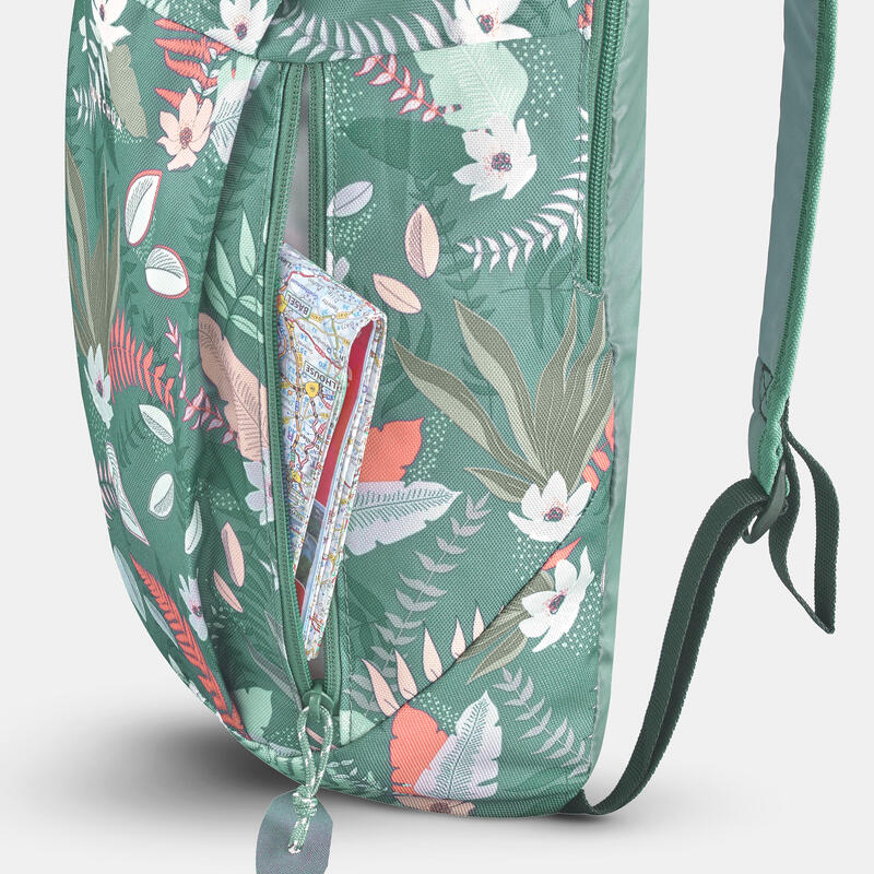 Rucsac Drumeție la munte NH50 10L Verde cu imprimeu floral