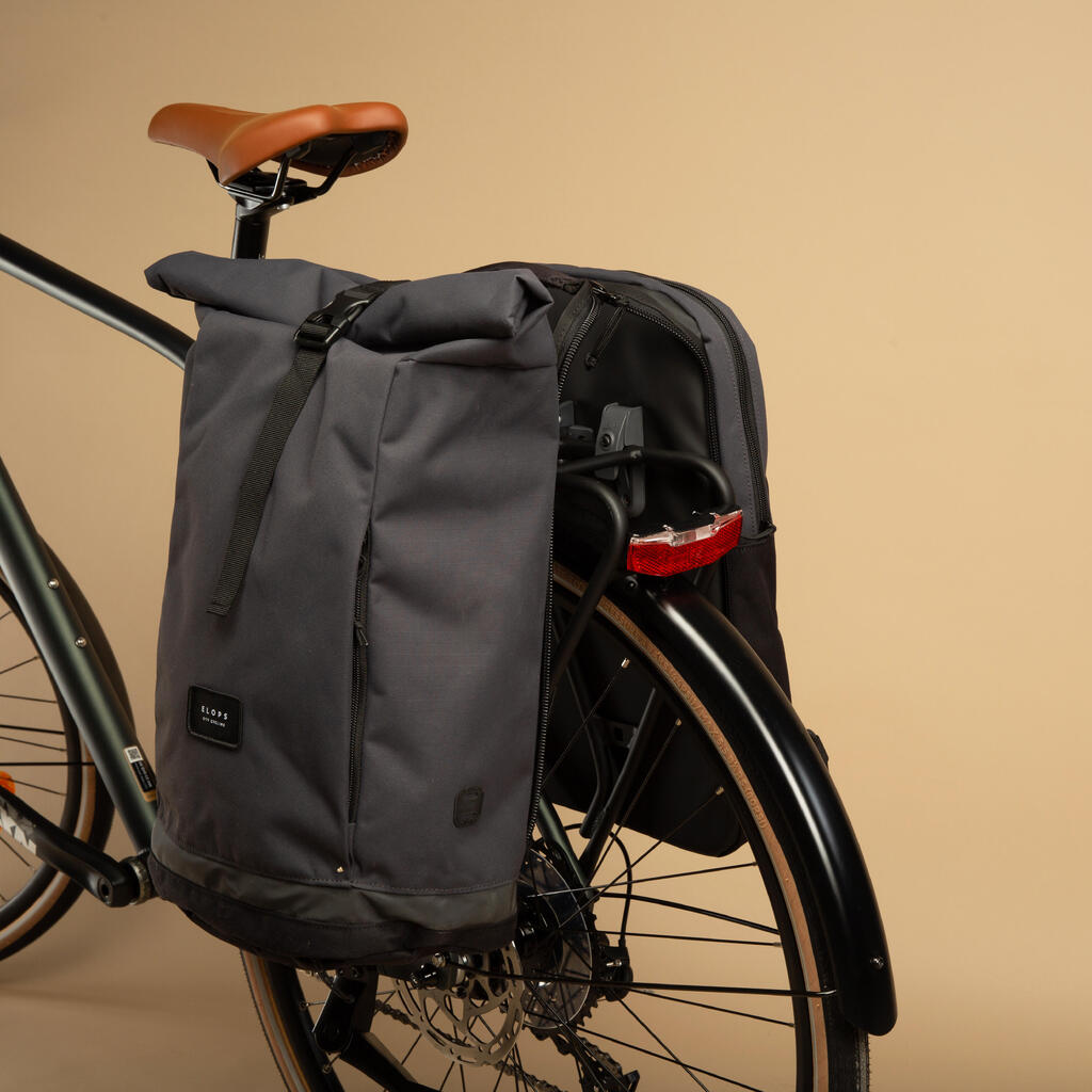 Doppel-Fahrradtasche Rucksack für Gepäckträger 27 Liter zimt