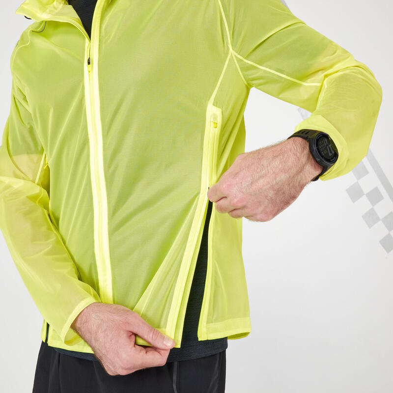 Jachetă protecție ploaie Alergare pe asfalt Kiprun Light Galben Bărbaţi