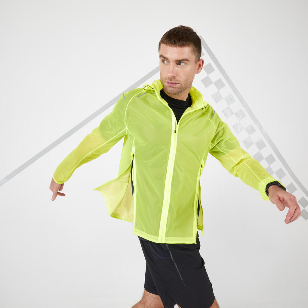 LIGHT SHOWERPROOF MEN'S RUNNING JACKET - YELLOW