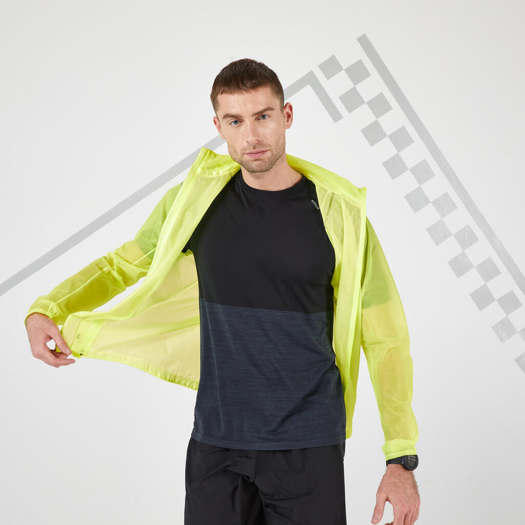 LIGHT SHOWERPROOF MEN'S RUNNING JACKET - YELLOW