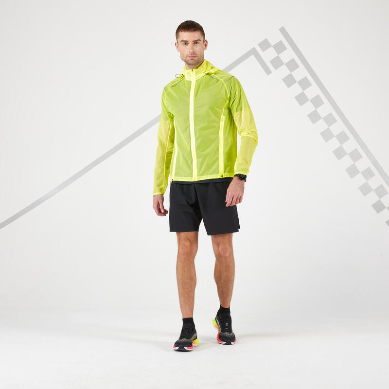 Pánská běžecká bunda do deště Kiprun Light žlutá