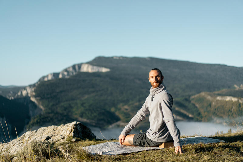 OPLEGMAT/YOGAMAT VOOR ZACHTE YOGA KATOEN 183 CM X 68 CM X 4 MM GEMÊLEERD GRIJS