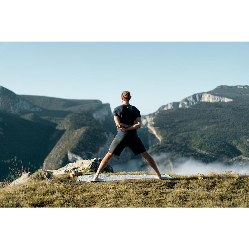 T-SHIRT DE YOGA SUAVE EM MATÉRIA NATURAL HOMEM AZUL-MARINHO