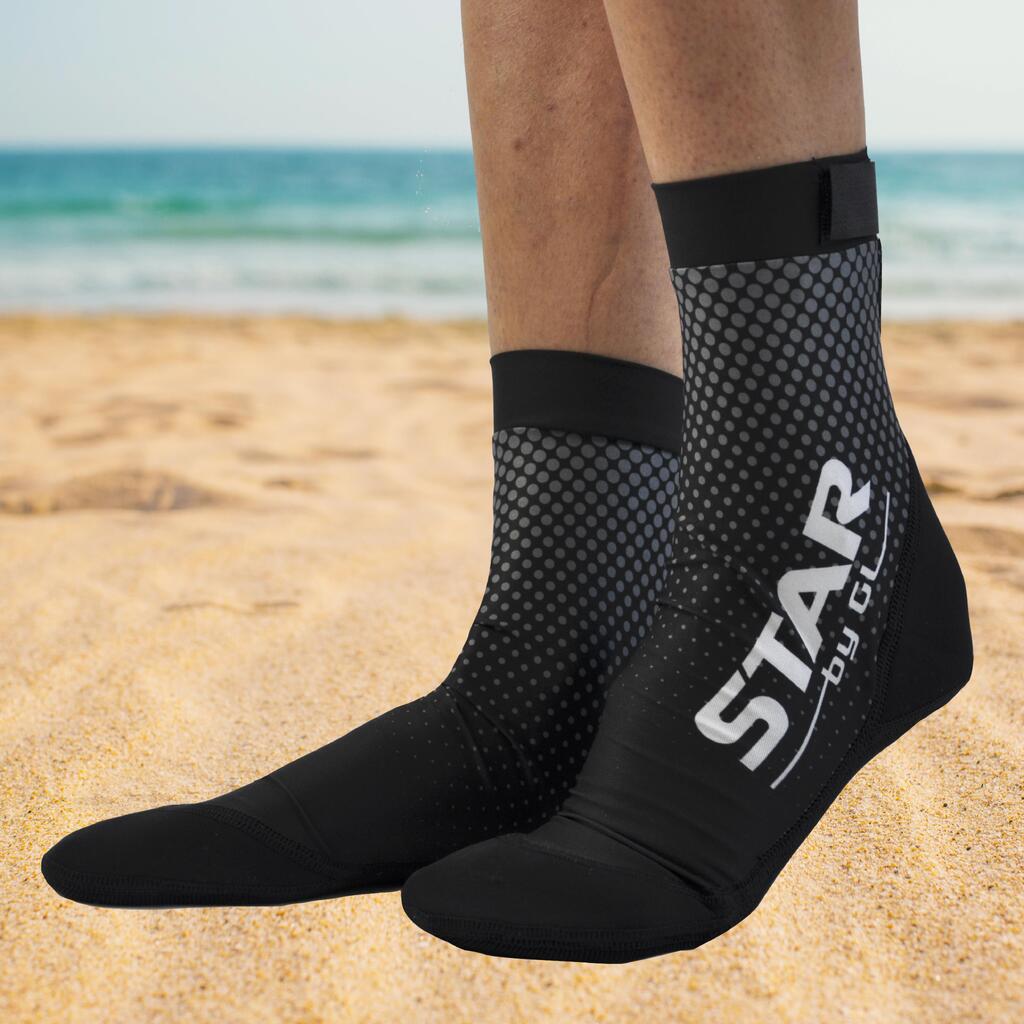Suaugusiųjų paplūdimio sporto smėlio kojinės, juodos