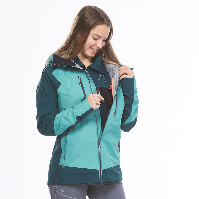 Waterdichte jas voor bergsport dames Alpinism Evo groen