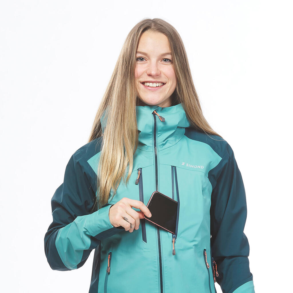 Dámska nepremokavá horolezecká bunda Alpinism Evo modro-sivá