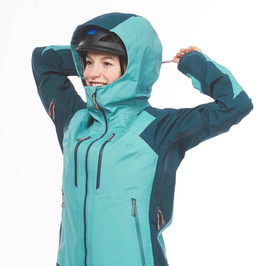 Dámska nepremokavá horolezecká bunda Alpinism Evo modro-sivá