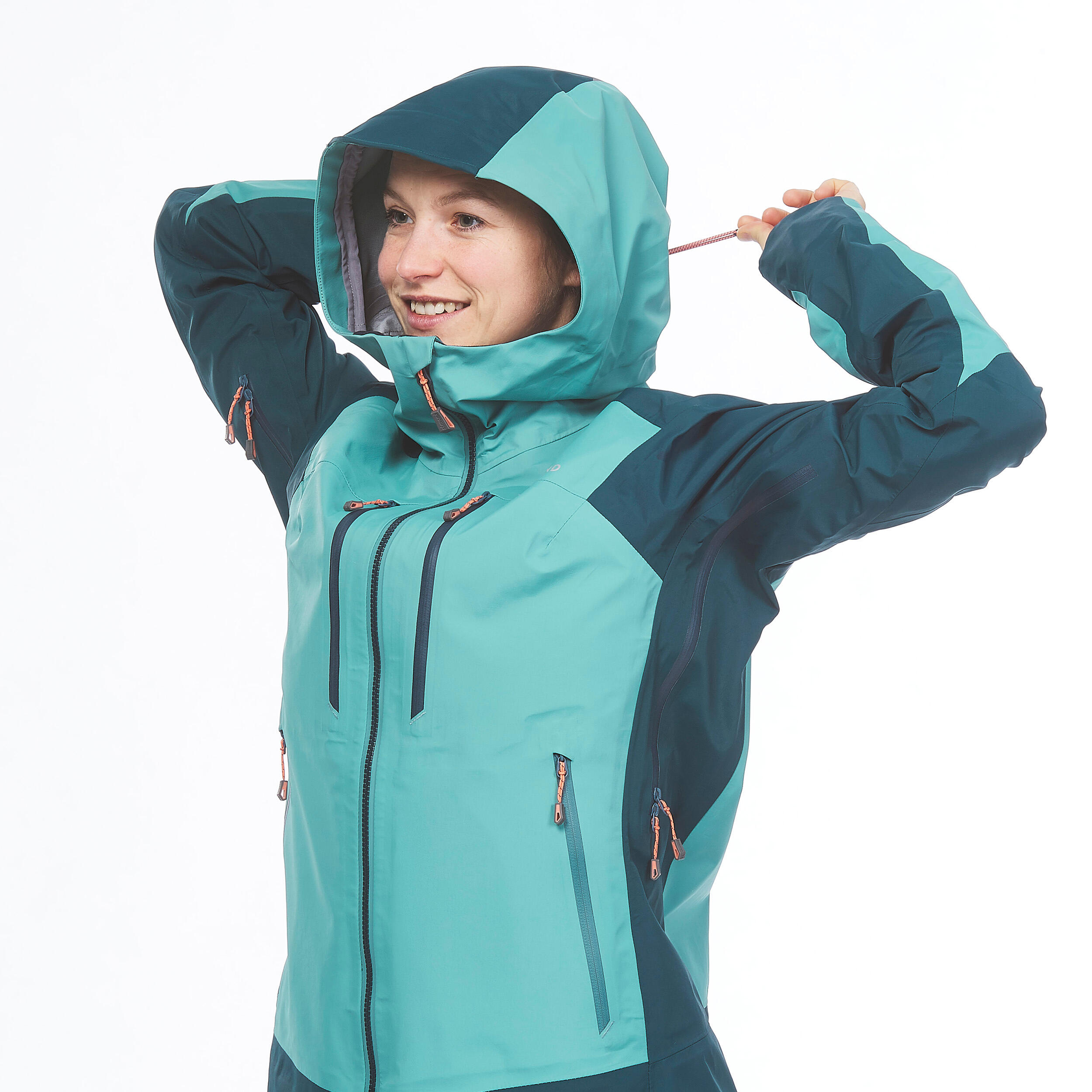Women’s waterproof durable mountaineering jacket, green 8/16